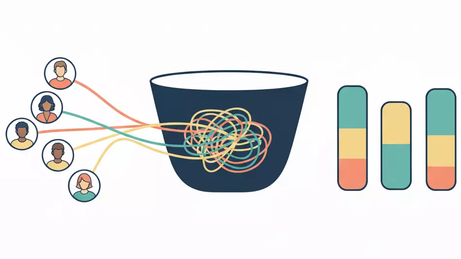 Illustration bienveillante : représentation de l'impossibilité de remonter à une personne, avec des formes abstraites et rassurantes