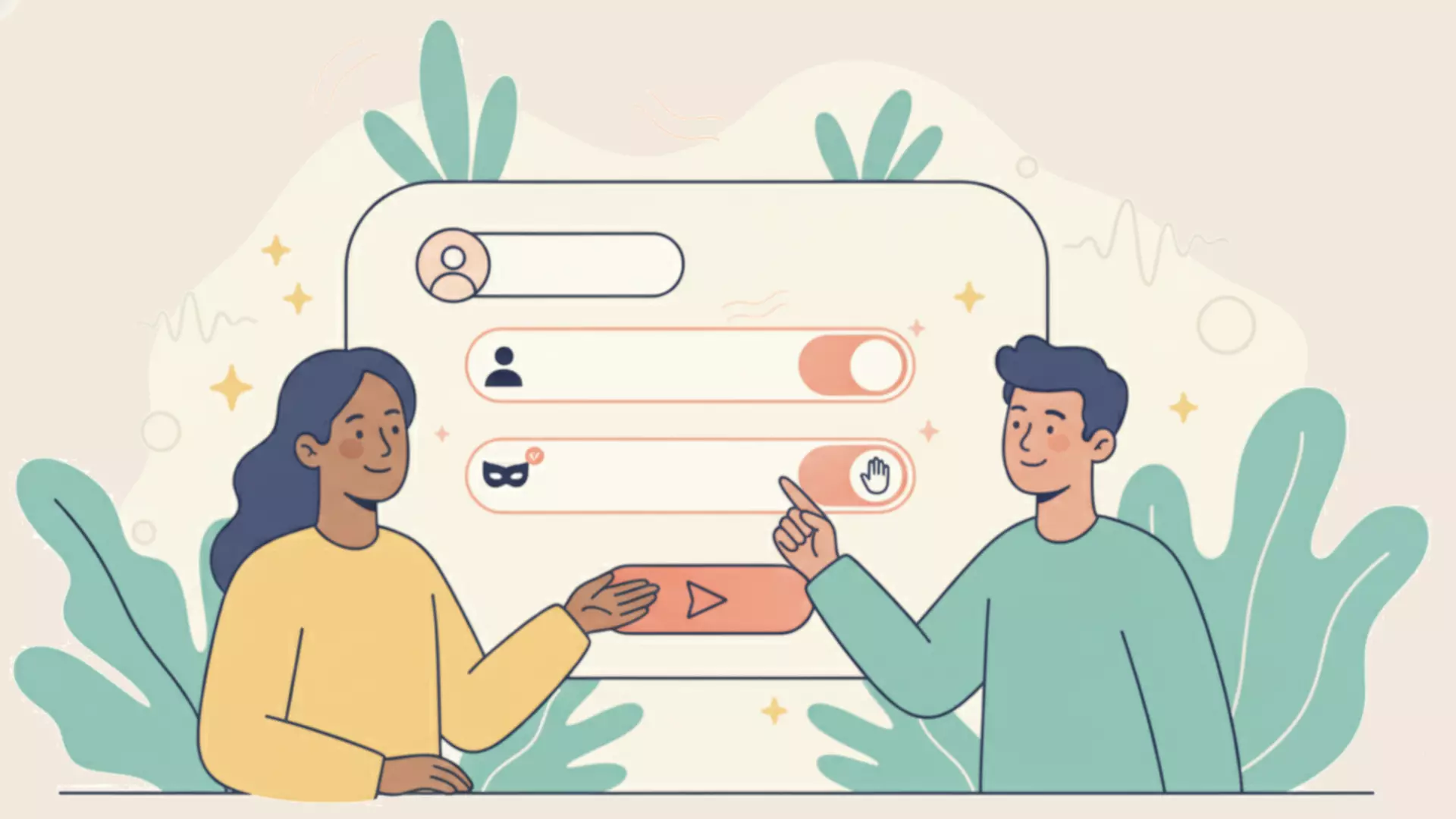 Illustration bienveillante : choix entre kudo anonyme ou signé, représentation rassurante de l'anonymat